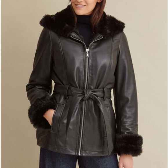 WILSONS LEATHER Genevieve Belted Leather Jacket Large - Picture 2 of 9